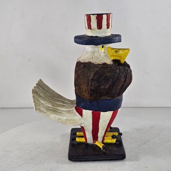 Uncle Sam Eagle Patriotic Wood Carving By W.L. Bill Payne Oklahoma Folk Art - Picture 8 of 9
